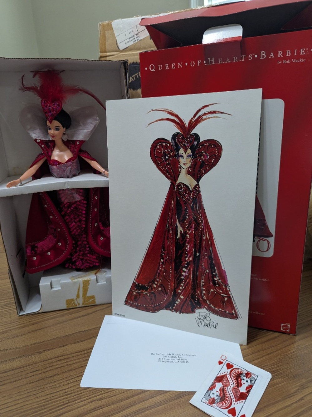 Bob Mackie Queen of Hearts Barbie Doll Mattel Shipper Sketch Inserts NRFB